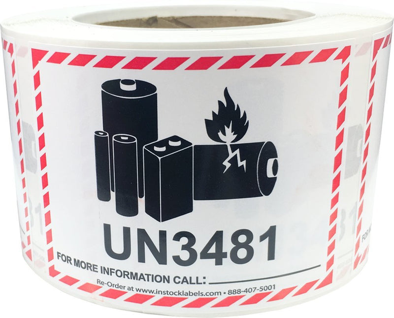 InStockLabels Lithium-Ion Battery Caution Label Stickers, 500 Labels, 3.25 x 4.25 Inch - Fragile Stickers for Shipping & Moving Lithium Ion Batteries, Strong Adhesive Safety Shipping Labels