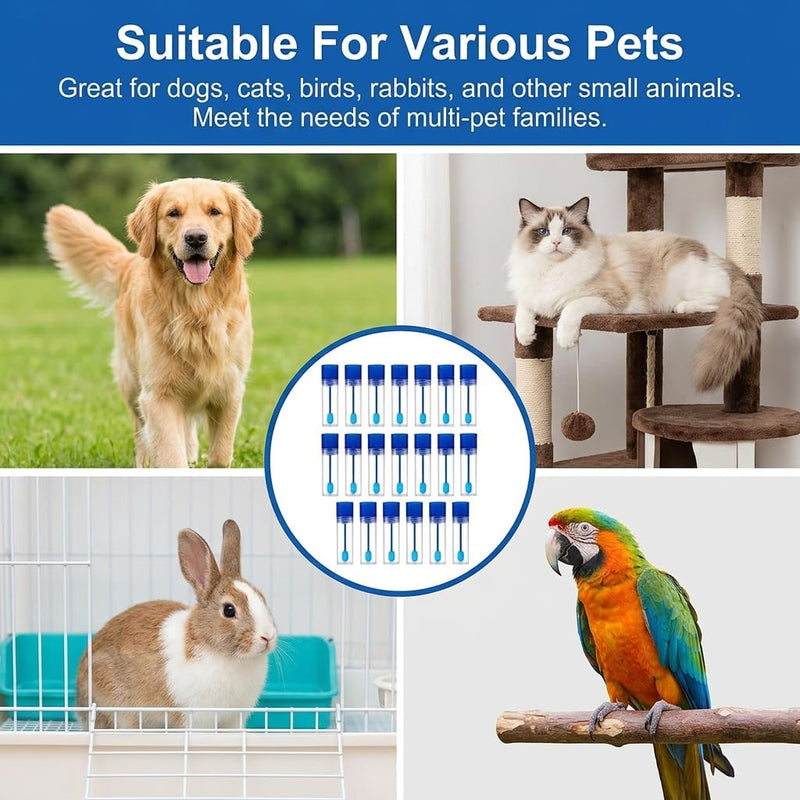 Pack of 20 Sample Tubes, 15 ml Set, Chair Sample Tubes with Spoon for Easy Sampling, Leak-Proof Faecal Sample Tubes for Dogs and Cats, Ideal for Laboratory, Pet Owners and Scientific Tests