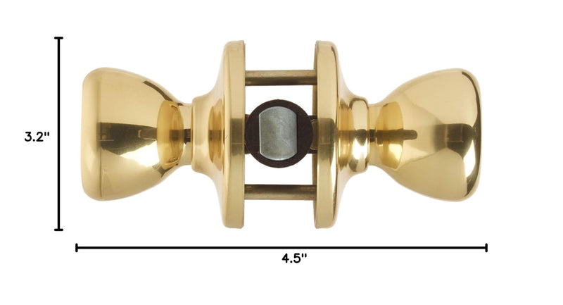 Kwikset 200M 3 CP 7/8RFL RCS 92001-519 Mobile Home Hall and Closet Door Knob in Polished Brass (Pack of 2) Pack of 2