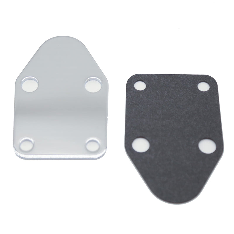 Kauklibna Fuel Pump Plate, Chrome Fuel Pump Block Off Plate with Gasket for SBC 283 327 305 350 383 400 SB Engine