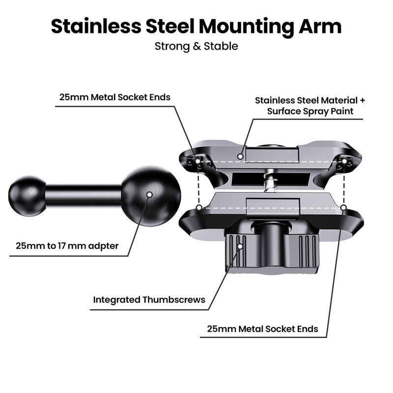 Kaishengyuan Upgraded Metal Phone Mount for Ram Truck 2019+, Dash Mount Cell Phone Holder Compatible with Dodge RAM 1500/2500/3500 & TRX, 360° Adjustable Adapter Phone Stand Fit for Most Smartphones Universal Mount