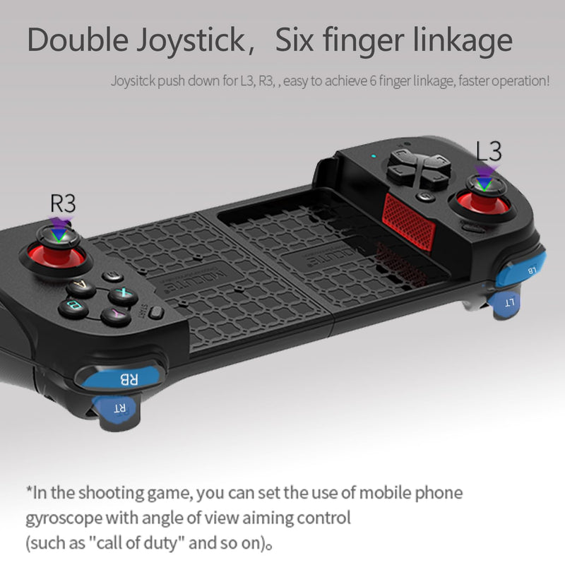 Wireless Cloud Gaming Controller for iOS, Android, Windows PC, including iPhone15/14/13, Steam etc.. Hall trigger, Linear trigger and Analog trigger E-Sports Handle Gamepad, Bluetooth Black