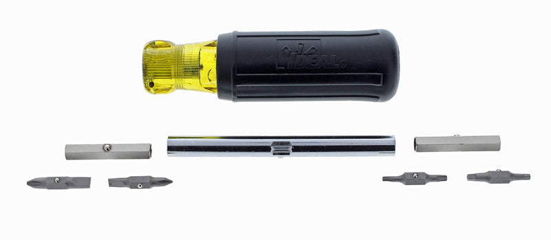 IDEAL INDUSTRIES INC. 35-910 11-in-1 Screwdriver/ Nutdriver – Hardware Tool with Corrosion Resistant Shank, Wire Connector Wrench in Handle, Blazed Tip