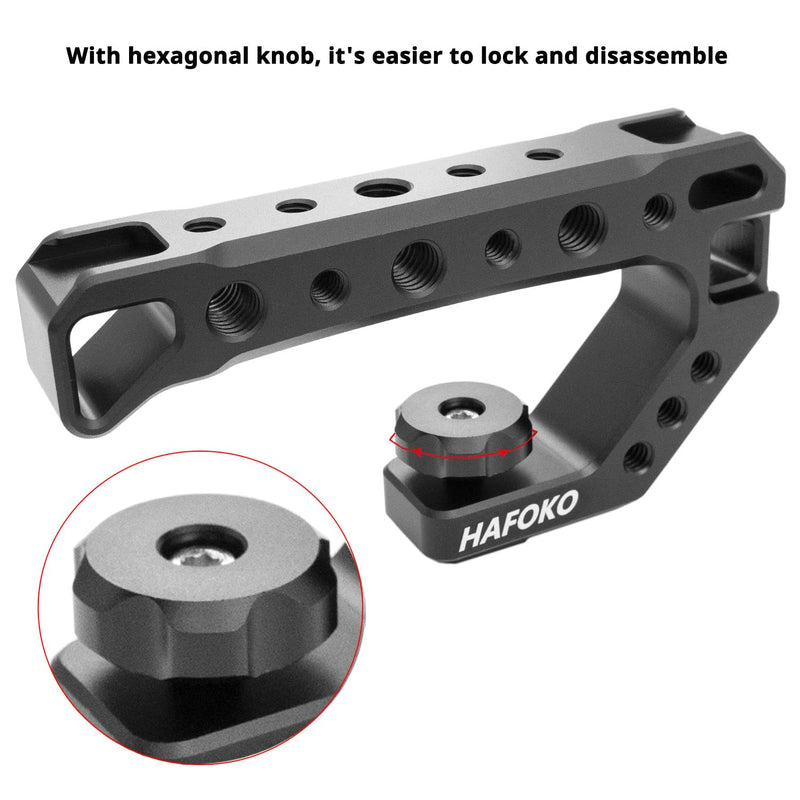 R005 Camera Top Handle Grip Hot Shoe Top Cheese Mount Universal Video Stabilizing Rig with 3 Cold Shoe 1/4" 3/8" competible with Cameras for LED Light, Microphone, Monitor for Low Angle Shoot
