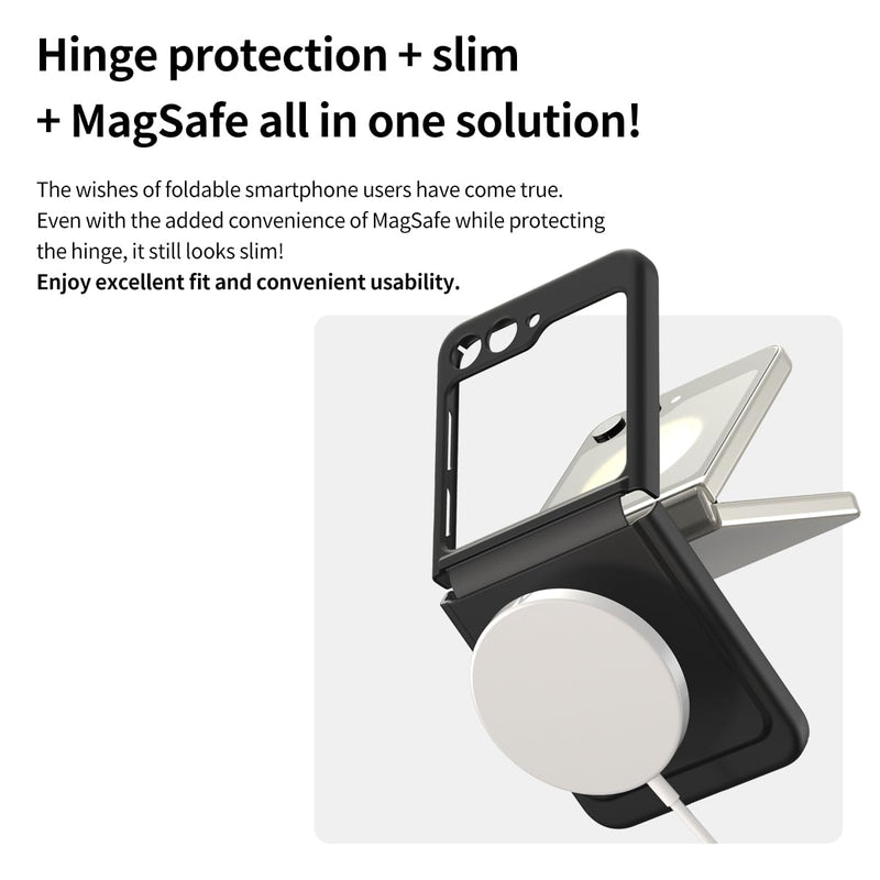 araree Aero Flex M Samsung Galaxy Z Flip 5 Case 【Improved Version】 with Hinge Protection, Compatible with Magsafe Accessories & Chager Anti-Fingerprint,Thin & Slim, Shockproof Slim Hard Case - Black