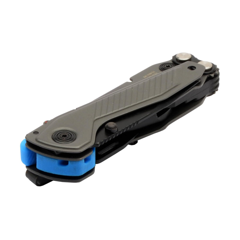 SOG Everyday Daily Solution EDC Flash MT Multi-Tool with CRYO D2 Steel Compact Pocket Size, 7 Tools, Stainless-Steel Housing, Urban Gray & Cyan One Size