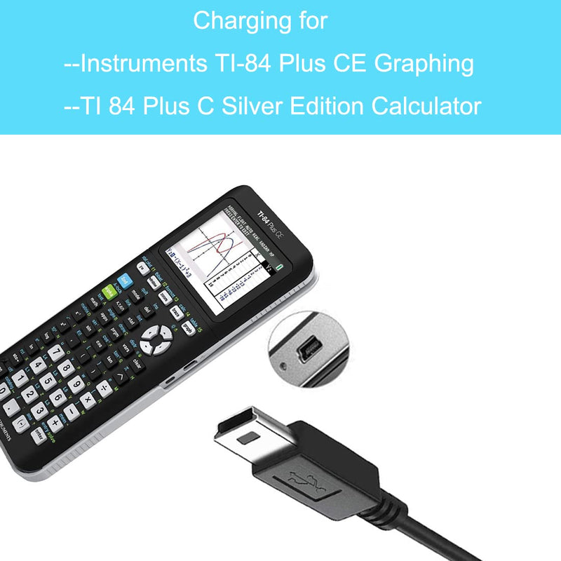 TI84 Charging Cable Charger for Texas Instruments TI-84 Plus CE/C Silver Edition, TI Nspire CX/CX CAS Graphing Calculator 5FT