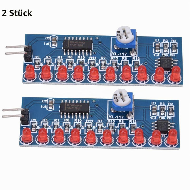 Running Light Module, DIY Electronic Kit, Suit Module Portable Red Learning 2 Pieces Ne555 + CD4017 LED Chaser Water Flowing Light Module DIY Kit Electronic Circuit