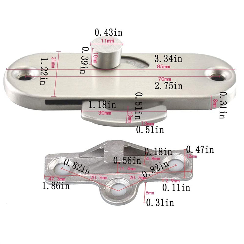 KAFENDA 90 Degree Door Lock, Bifold Door Lock Bolt Latch for Sliding Barn Door Security (2 Locks) 2 locks