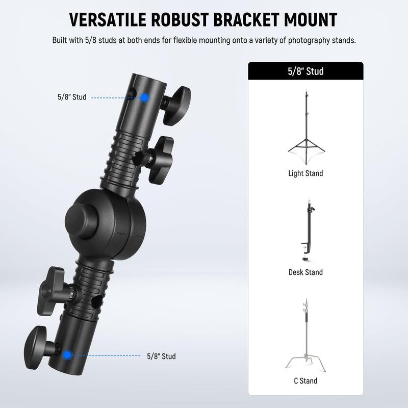 NEEWER Heavy Duty Camera Flash Bracket Mount with Umbrella Softbox Holder, 270° Swivel Adjustable Metal Light Stand Adapter with 1/4" to 3/8" Thread for Speedlite LED Light Reflector Tripod, UA039