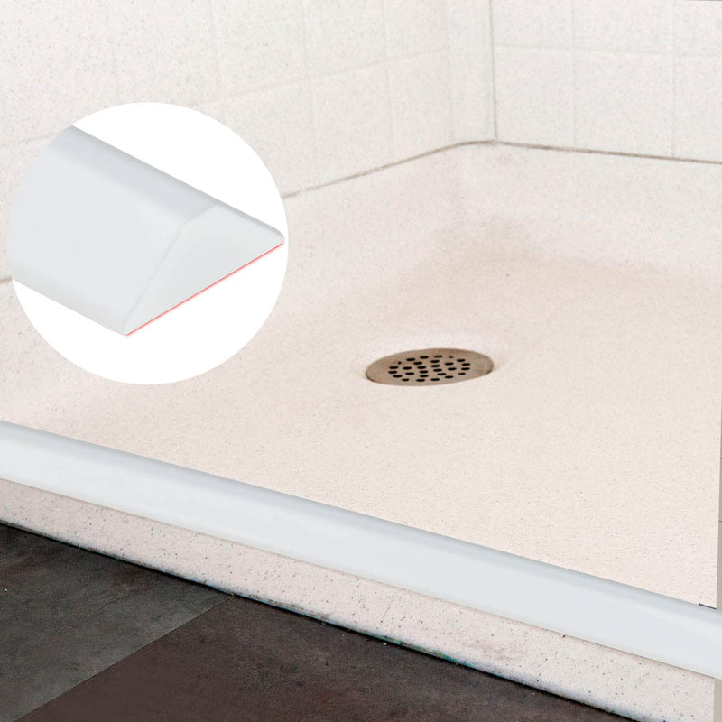 Raycity Collapsible Shower Threshold Water Dam Barrier,Shower Door and Kitchen Water Strip Dam Shower Guard for Dry And Wet Separation Caulk Seal Strip Edge Trim(67Inches/White) 67Inches 0.54" High/White