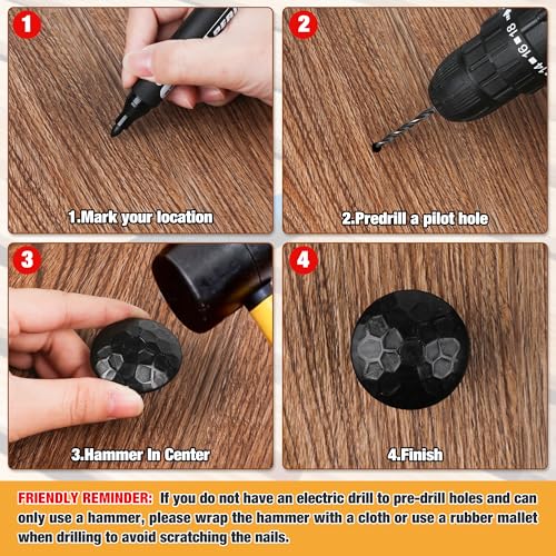 60 Pcs 1.5 Inch Clavos Iron Decorative Nails, Iron Antique Clavos Fasteners 1.5 Inch Round 60Pcs