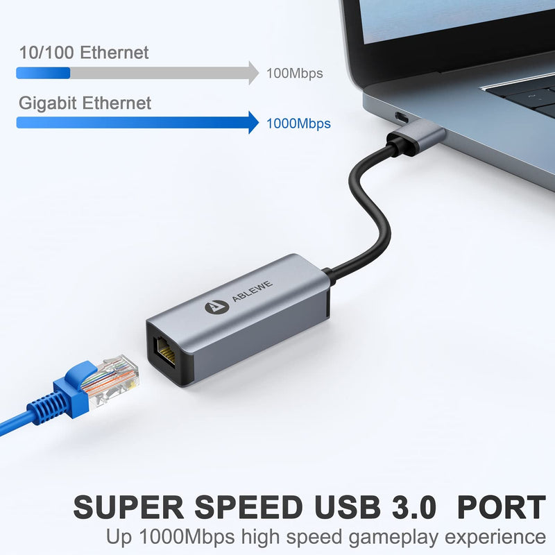 Vilcome USB 3.0 to 100/1000 Gigabit Ethernet LAN Network Adapter, Driver Free RJ45 Internet Adapter Compatible with MacBook Surface Pro Laptop PC