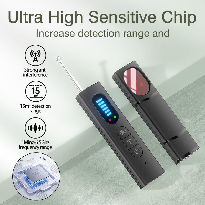 Hidden Camera Detector & GPS Tracker Finder – Portable RF Signal Scanner with 5 Detection Modes, Wireless Anti-Spy Device for Car, Hotel, Office, Travel, Bathroom Security