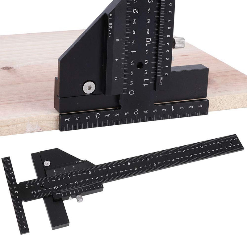 Fafeicy Woodworking T Ruler, 11.8in/30cm Aluminum Alloy Wood Cutter Measure Scribing Ruler, Integrated Locking Device, for Workshop, DIY, Tool Box