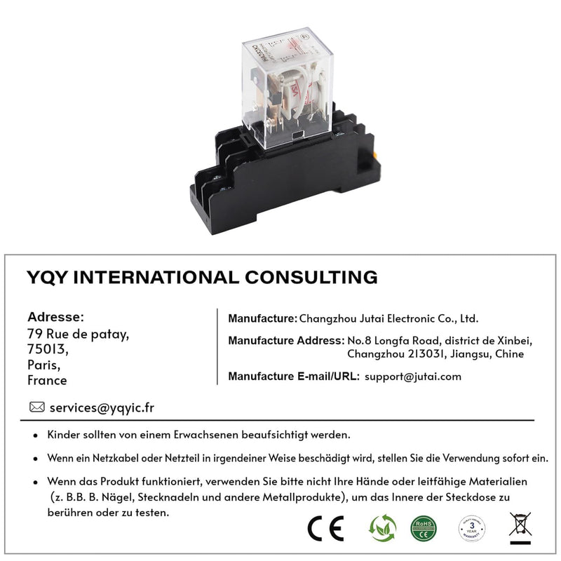 12V AC/DC Control Relay LY2NJ DPDT 8 Pins HH62P JQX-13F with Socket - High Quality and Reliable [C048]