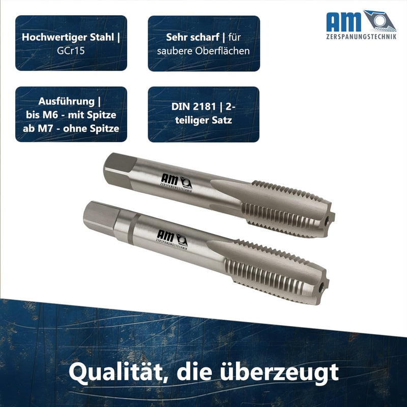 Tap Cutter Set M10 x 1, Taper + Finishing Tap, Tap Set 2 Pieces, Hand Tap (M10 x 1) M10x1