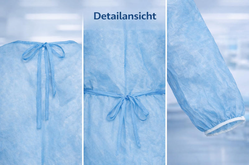 Pack of 10 Disposable Visitor Gowns Blue - Protective Gown, Surgical Gown, Hospital Gown, Patient Coat, Protective Gown, Disposable for Practice, Care & Food Sector 10 pieces
