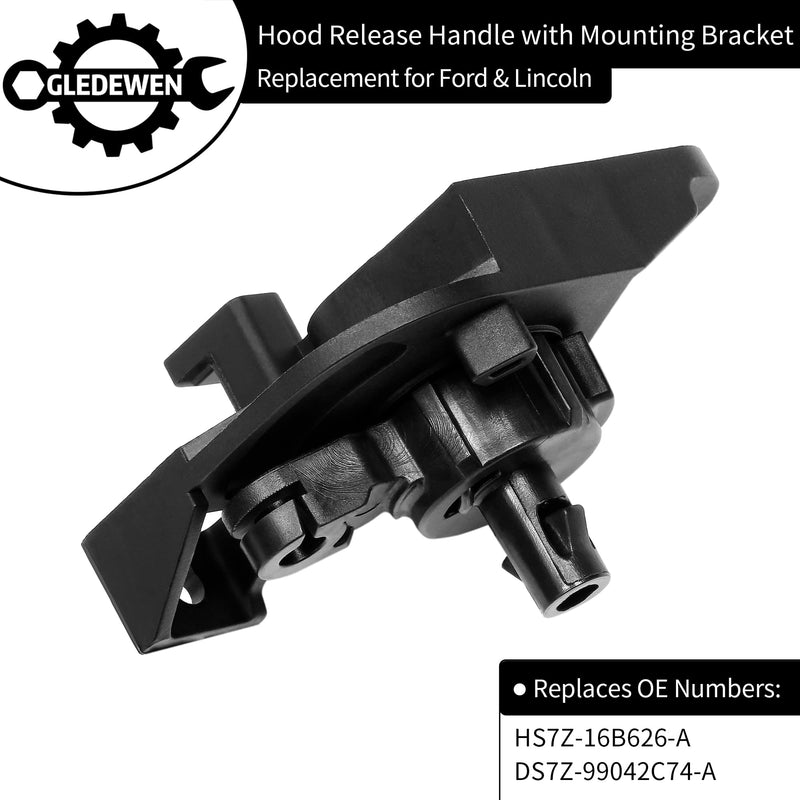 Gledewen Hood Release Handle, Compatible with 2013-2019 Ford Fusion, Lincoln MKZ, with Mounting Bracket | Replace# HS7Z-16B626-A, DS7Z-99042C74-A Hood Latch Assembly Bonnet Open Handle