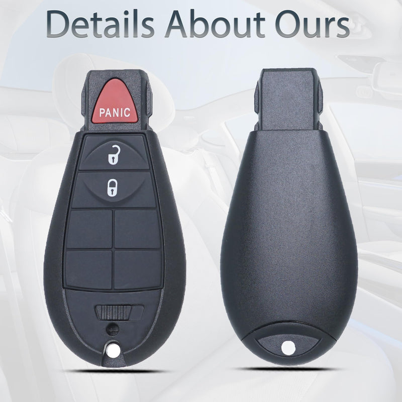 Key Fob Fobik Style Keyless Entry Fits for Jeep Cherokee 2014 2015 2016 2017 2018 2019 2020 Remote Control Key Replacement GQ4-53T (4A Chip) 68105081 3 Button 433MHz