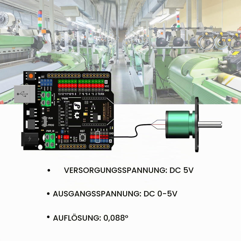 DEWIN Hall Sensor, Resolution of Hall Angle Sensor 0.088° 0-360° Rotating Hall Angle Sensor 0-5V Output Full Circle 12Bit