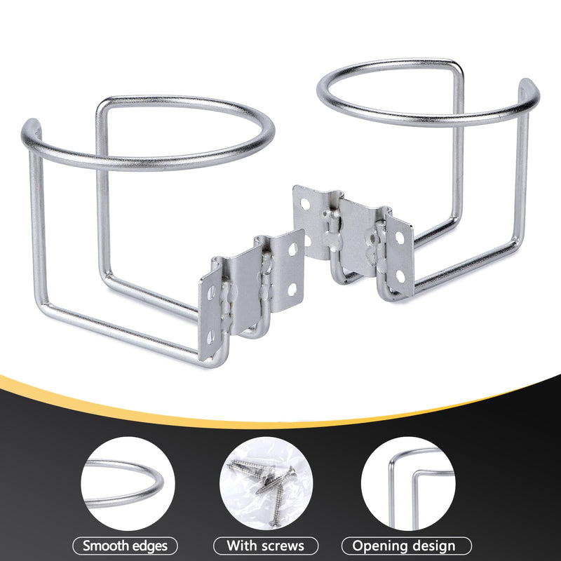 4 pcs Boat Cup Holder,Stainless Steel Universal Drink Holders,Suitable for Boat,Truck,RV,Tractor,Outdoor Wooden Swing. (Silver) Silver