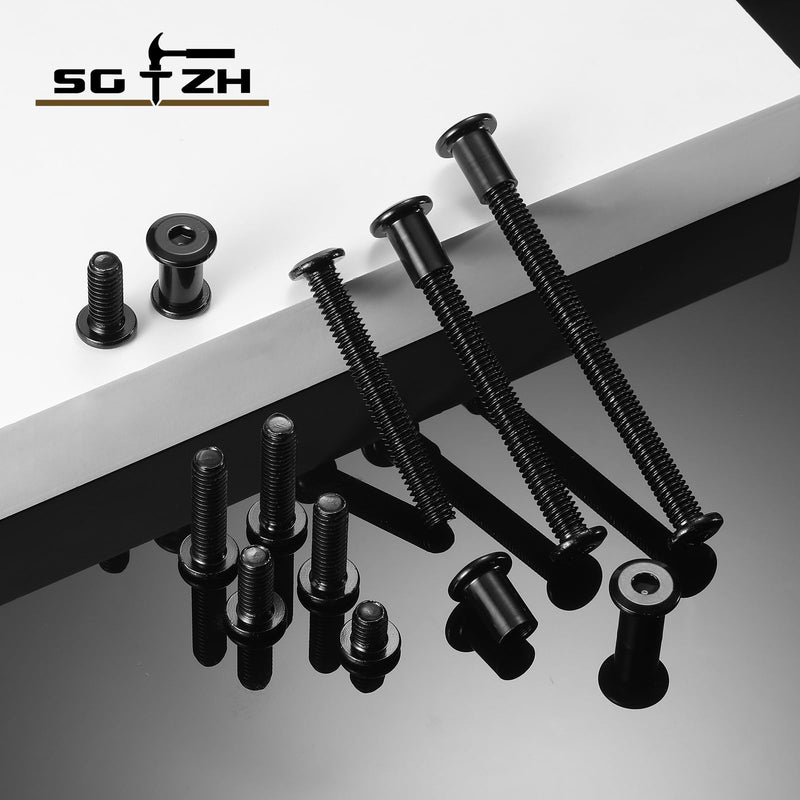 5/16-18 x 4 Inch 20Pcs Flat Head Hex Socket Cap Screws Bolts Barrel Nuts Kit, 304 Stainless Steel 18-8, Full Thread, Black Oxide by SG TZH (with Hex Spanner) 5/16-18 x 4" 20