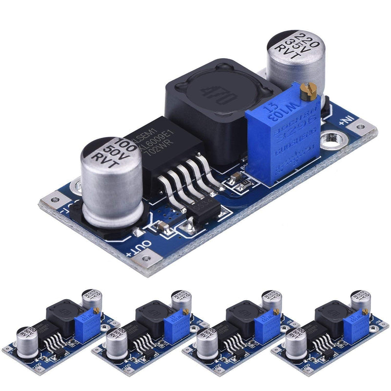 DollaTek 5Pcs Boost Converter Module XL6009 DC-DC 3.0-30V to 5-35V Output Voltage Adjustable Step-up Circuit Board
