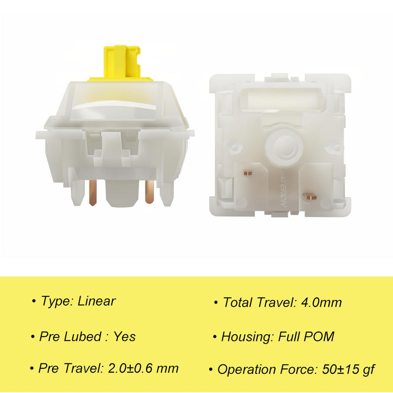 GATERON Milky Yellow Pro V3 Keyboard Switches, Pre-lubed Linear 5 pin for All MX Mechanical Keyboard (90PCS) 90pcs