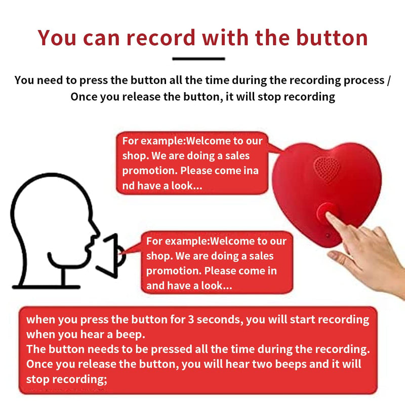 5min Voice Recorder for Stuffed Animal,Personal Voice Message Recordable Sound Recorder Chips Module for Christmas Plush Toy and Manual DIY Creative Sound Presents for Boyfriend(Red)