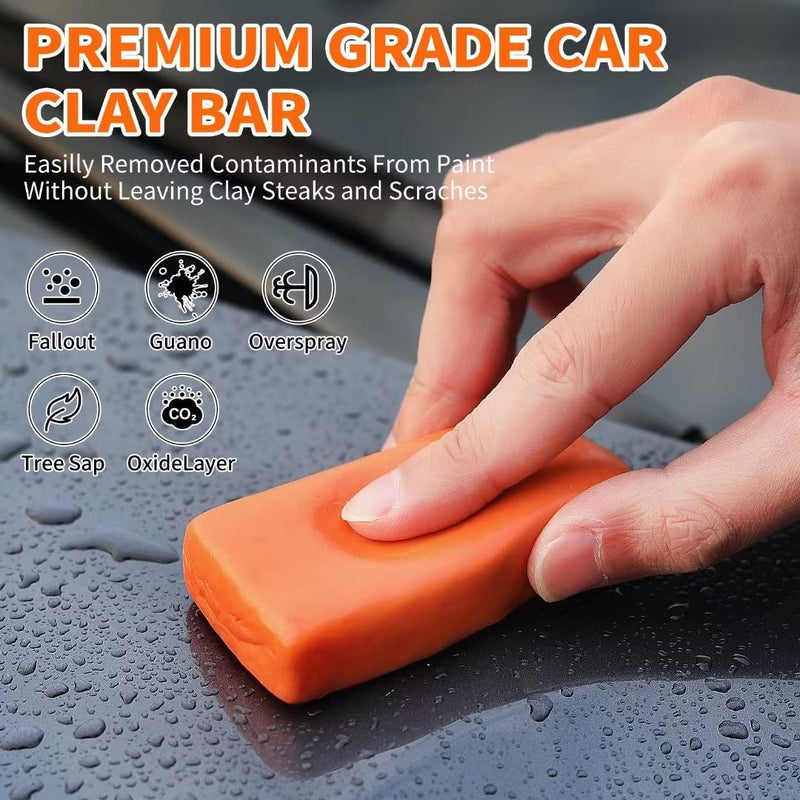 Car Clay Bars Auto Detailing 4 Pcs Premium Grade Magic Clay Bar Kit Car Detailing Kit with Washing and Adsorption Capacity for Car Detailing Car Wash Clean 4x100g Orange