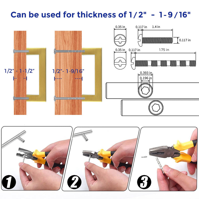 Ravinte 10 Pack Square Bar Kitchen Cabinet Handles Gold Cabinet Pulls Drawer Pulls with 3 Inch Hole Center Kitchen Cabinet Hardware