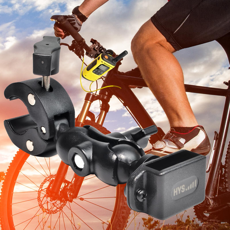 HYS Motorcycle Ham Radio HT's Mount, Bike Walkie Talkie Mount [Secure Protection], Bicycle Mount Holder for Mountain Bike/ATV/Scooter Handlebar, for Midland Motorola Cobra Icom HT’S with Belt Clip