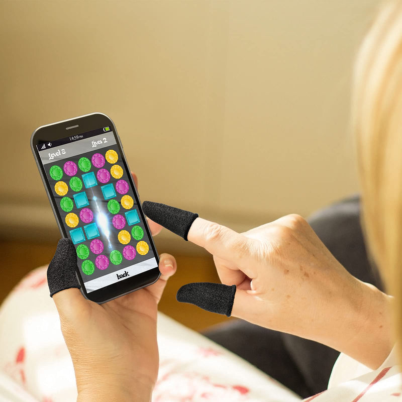 40 Pieces Gaming Finger Sleeve For Gaming Thumb Sleeves Mobile Gaming Finger Protector (Black) Black