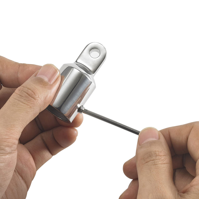 TINGZHIGO Bimini Top Eye End Cap 3/4" 7/8" 1 Inch(3 Sizes) Bimini Top Fittings, 316 Stainless Steel, with an L Shape Hex Key Wrench 3/4 inch