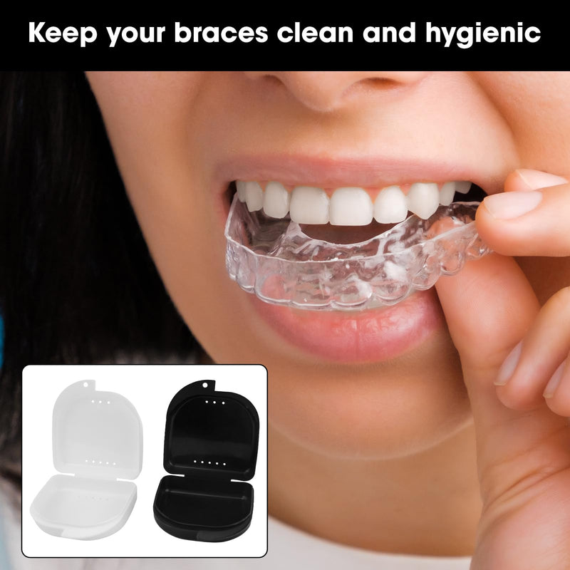 Pack of 2 Braces Box, Dental Splint Box, Denture Box, Dental Box, Dental Box, Dental Denture Box, Denture Container, for Storing Braces or Dental Splints (Black & White)
