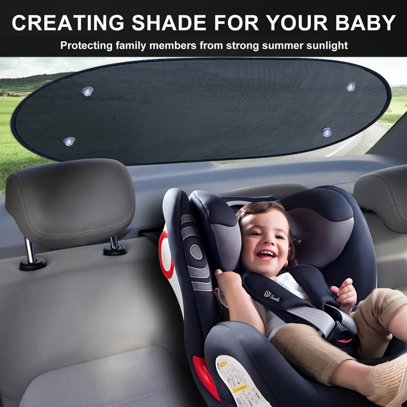 ZATOOTO Car Window Shade for Baby, Back Window Sun Shades with Strong Screw Nut Pull Suction Cup, Car Rear Window Sun Blocker Protect from Sun Heat and UV Rays for Pets, Kids 39.4*19.7inches