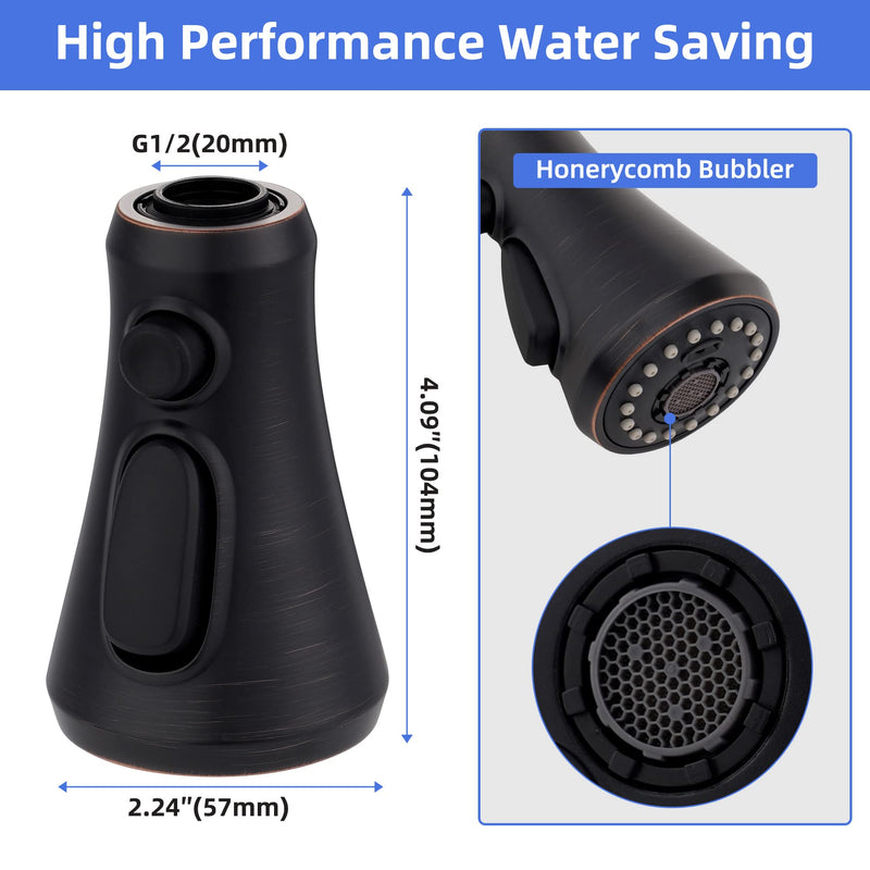 iFealClear Pull Down Kitchen Faucet Head Replacement - 3-Mode Sprayer Nozzle, Compatible with Moen, American Standard, Delta Faucets - Oil Rubbed Bronze Universal