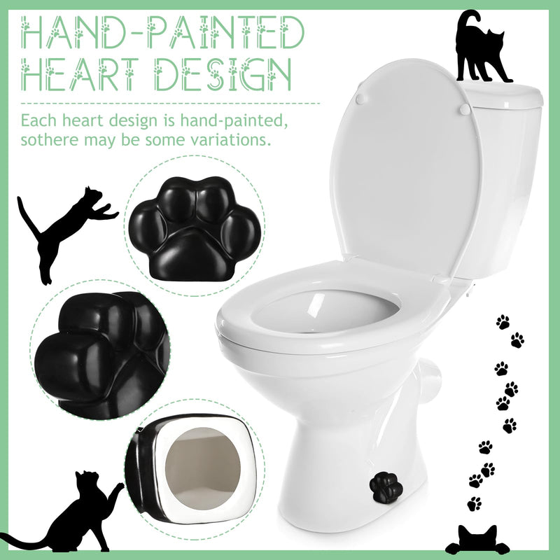 Honeydak 2 Pack Toilet Bolt Caps Decorative Paw Print Toilet Bolt Screw Covers Cute Ceramic Bathroom Decor Fun Themed Gadgets Bathroom Replacement Parts black