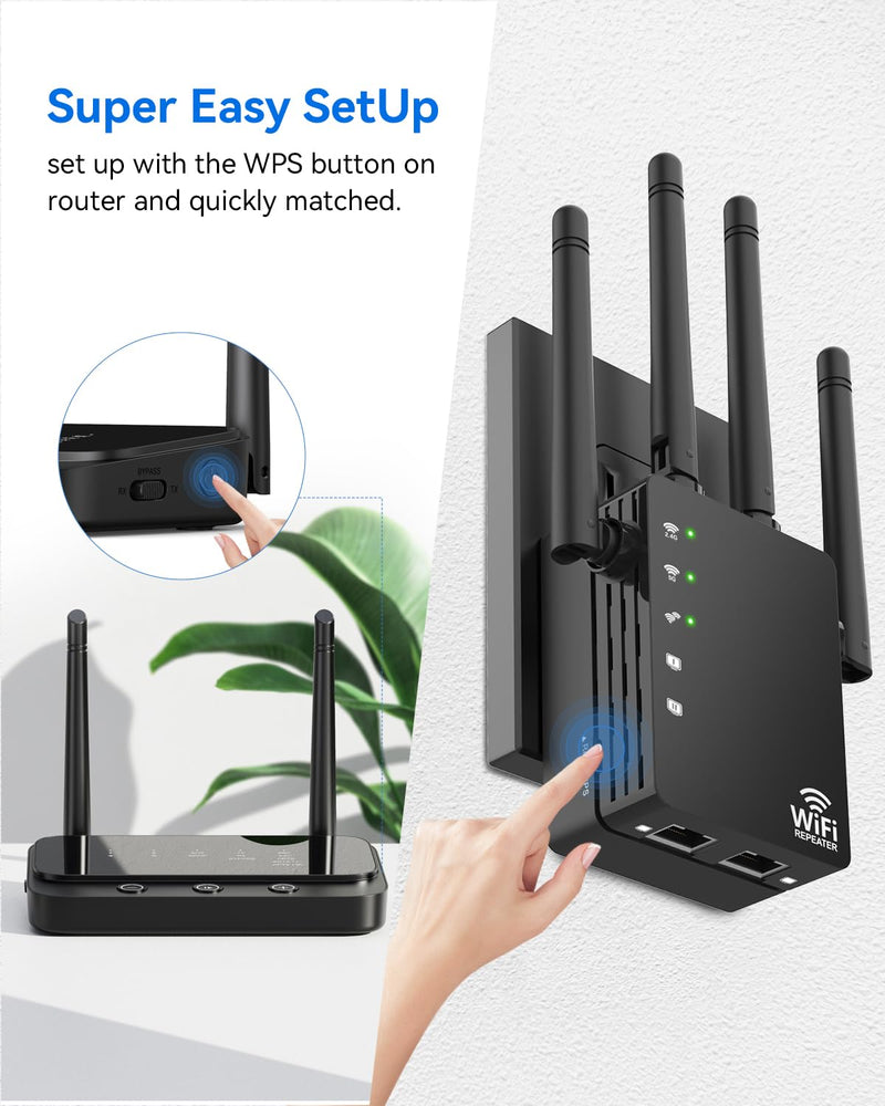 Dual Band 5GHz/2.4GHz WiFi Extender, WiFi Booster, WiFi Extender Signal Booster, Covers 12880 Sq.ft, Supports 105 Devices, Wireless Signal Booster for Home Black-04