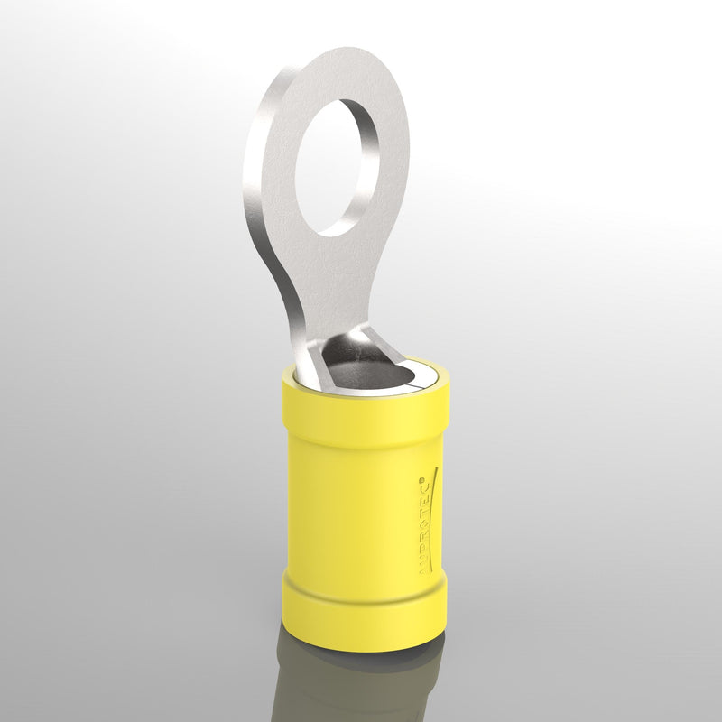 Auprotec Ring Terminals, 0.5 - 6.0 mm² Hole Diameter, M3 - M12 Partially Insulated PVC Crimp Cable Connector Made of Tin-Plated Copper
