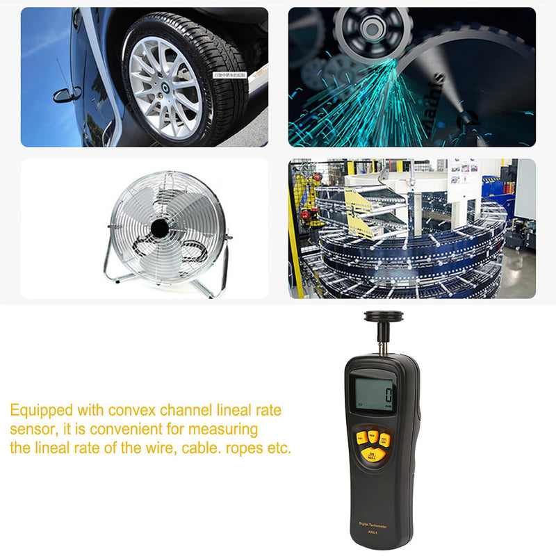 Tachometer Smart Sensor Digital 0.5~19999 RPM Contact Display, Speedometer Photo Speed with LCD Backlight, Handheld Smart Sensor Speedometer