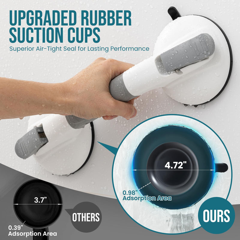 TAILI Grab Bars for Bathtubs and Showers, Shower Handles for Elderly Suction,Maximum 330lbs,Shower Grab Bar with Upgraded Rubber Suction Cups,Safety Grip for Senior, No Drilling Removable,Grey 1 Pack Gray