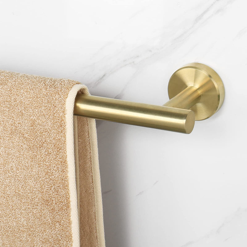 NearMoon Bath Towel Bar, Thicken Stainless Steel Shower Towel Rack Holder Wall Mounted for Bathroom, 26-lnch Overall Length-24-lnch Usable Hanging Space (1 Pack, Brushed Gold) 26 Inch 1