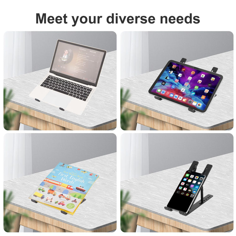 Ergonomic and Foldable Laptop Stand for Desk, Adjustable Riser, Fits All Laptops and Notebooks up to 17,Ultra-Thin,Ventilated Cooling,ABS+Silicone,Black. black