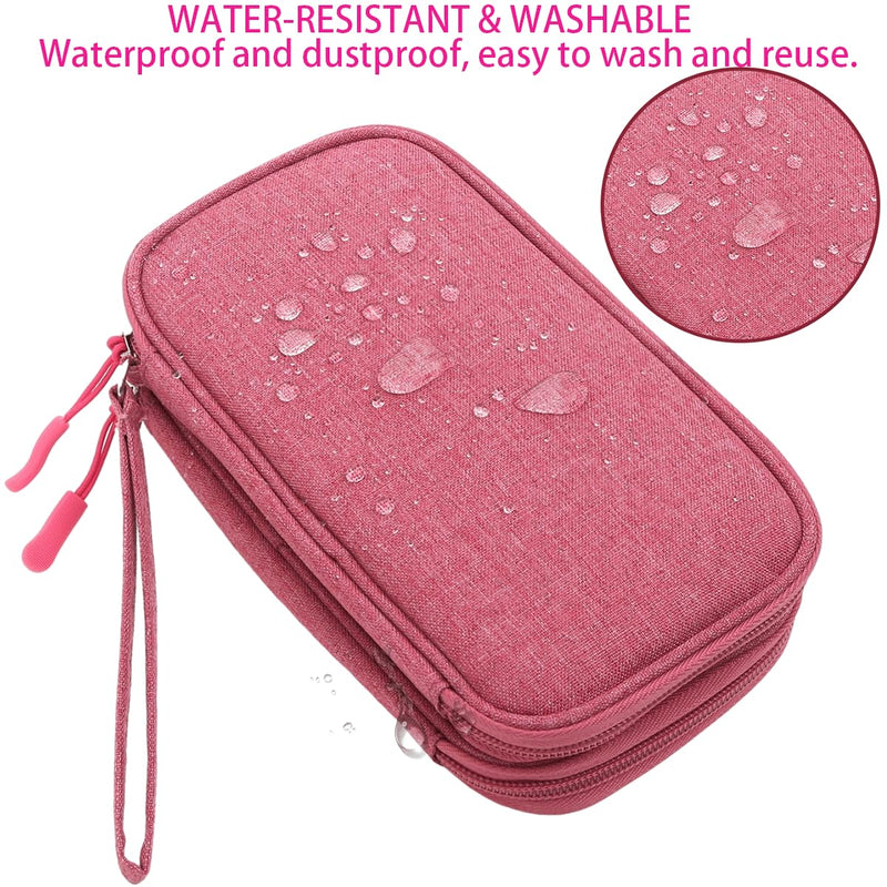 Organizer Travel Case, Electronic Organizer Pouch Bag, Universal Electronics Accessories Case, USB Storage Case for Cable, Cord, Charger, Phone, Power Bank, Earphone (Rose Red, Large) Rose Red