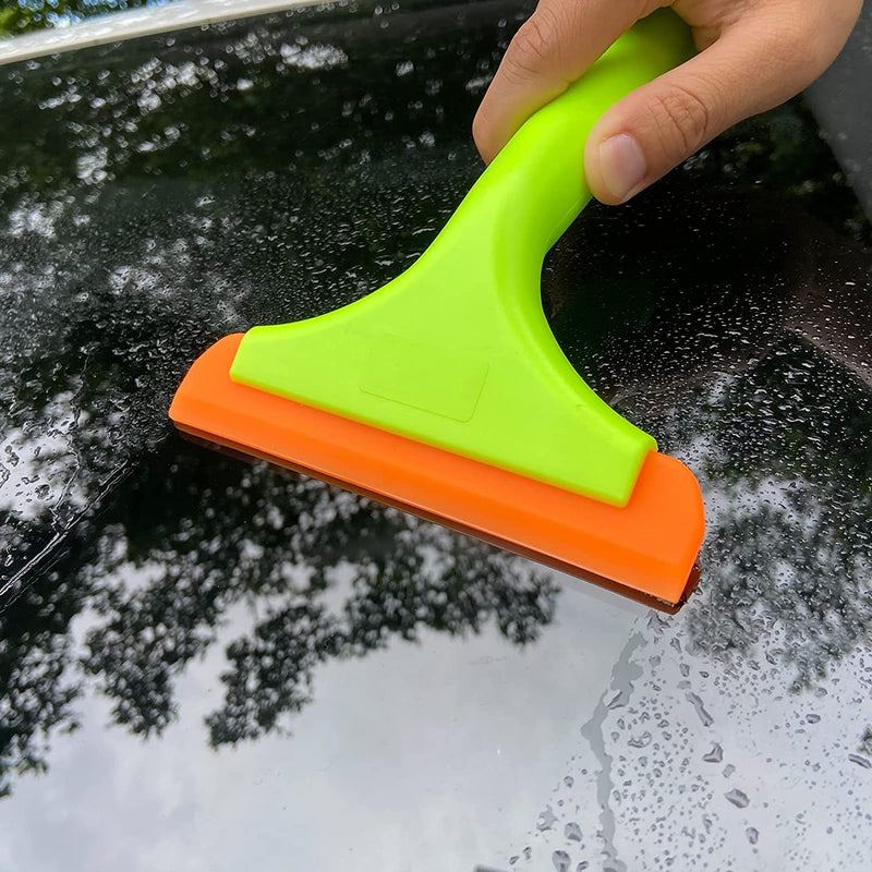 Super Flexible Silicone Squeegee, Auto Water Blade, Water Wiper, Shower Squeegee, 5.9'' Blade and 7.5'' Long Handle, for Car Windshield, Window, Mirror, Glass Door Green