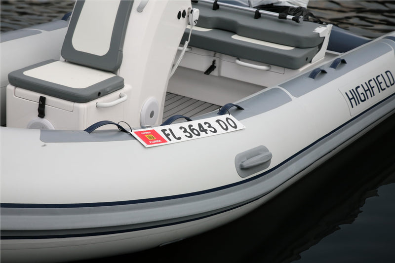 Hardline Products USA Marine Registration Plate Kit for Inflatable Boats & Ribs – 4” x 24” ABS Plastic Mounting Boards with Zip Ties – Saltwater Resistant – Made in USA (Pair)