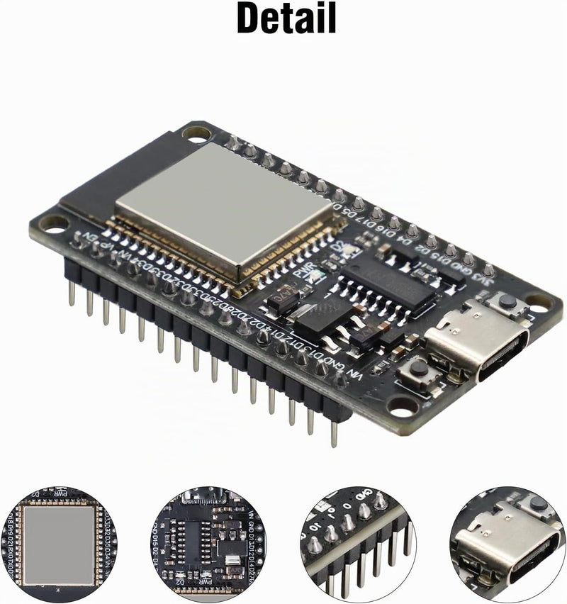 Binghe Pack of 2 ESP with CH340 Development Board, ESP 30 Pins ESP-32-32D Module 2.4GHz WiFi + Bluetooth 2-in-1 Low Power Consumption Type-C Connector Compatible with Arduino