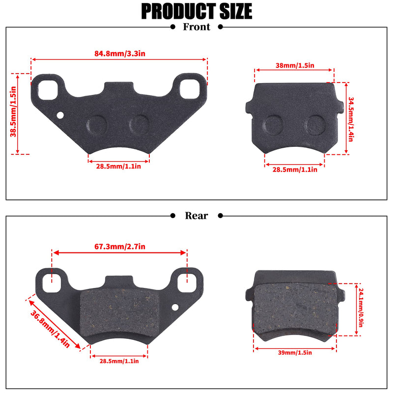 Disc Brake Pads Compatible with 50cc 70CC 90 cc 110 cc 125cc Taotao SunL JCL Coolster Kandi Supermach Tank Kandi Kinroad BV Powersports DongFang ATVs Go karts Quad 4 Wheeler 2 Pair